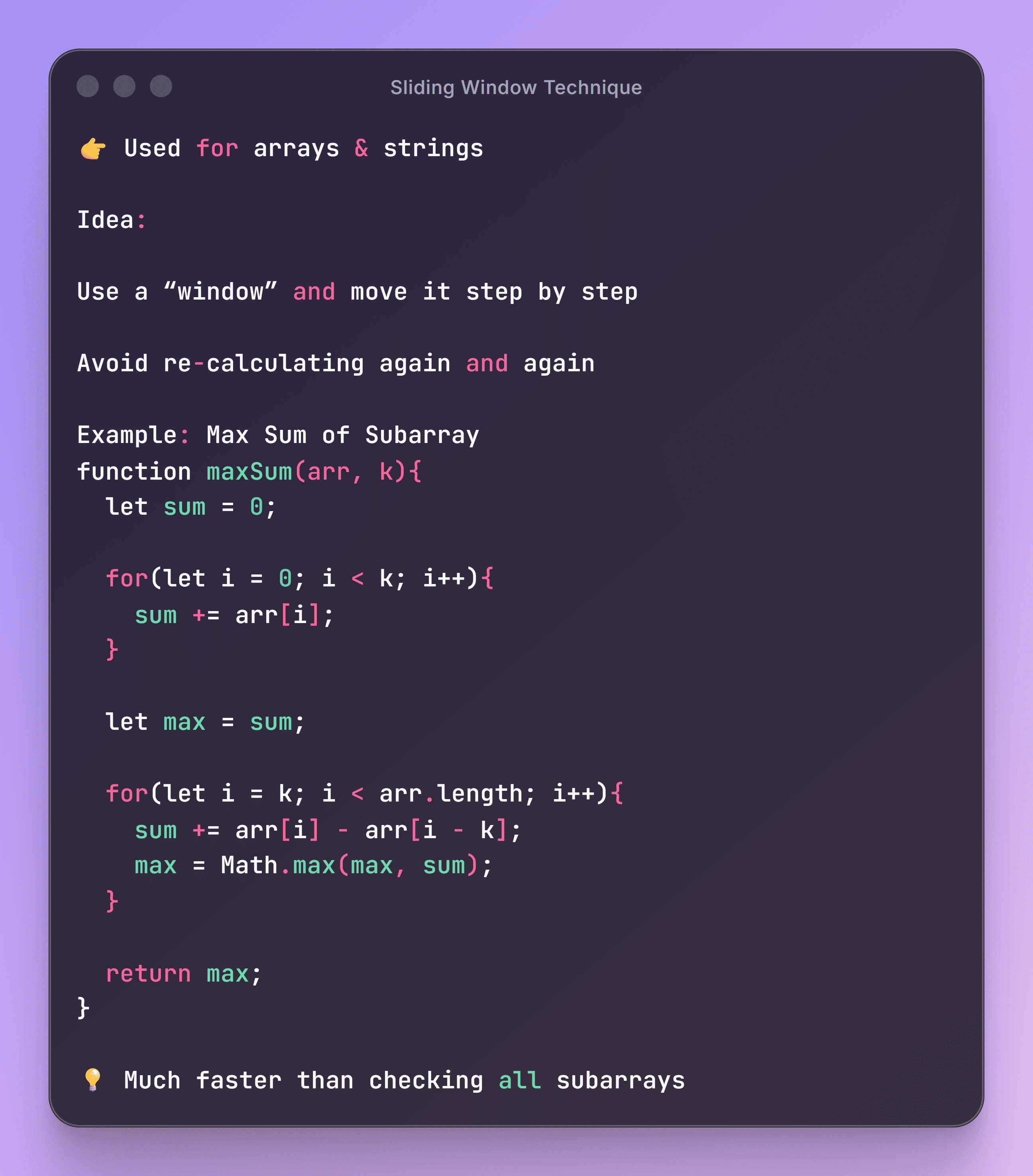 Sliding Window Technique